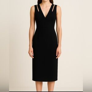 A.B.S Collection Black Cutout Shoulder Midi Dress – Women’s Size 4(E4)@